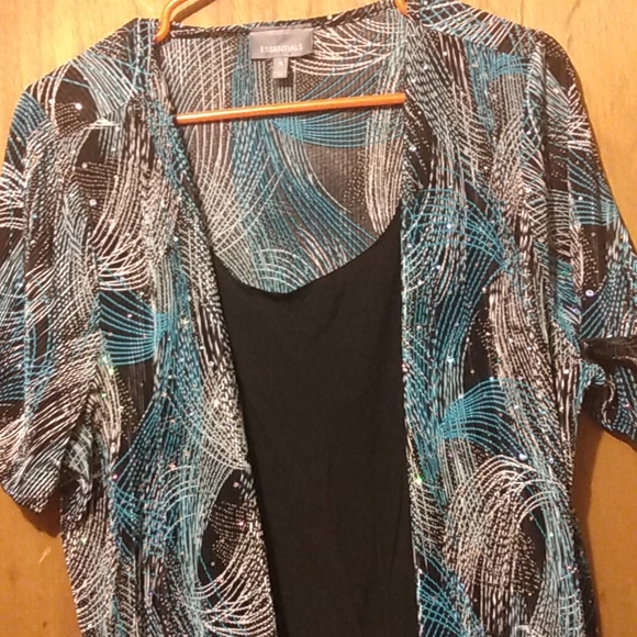 Essentials Size 1X Sparklee Mini Accordion Pleat Disco Wedding Party Top Blouse - Picture 3 of 12